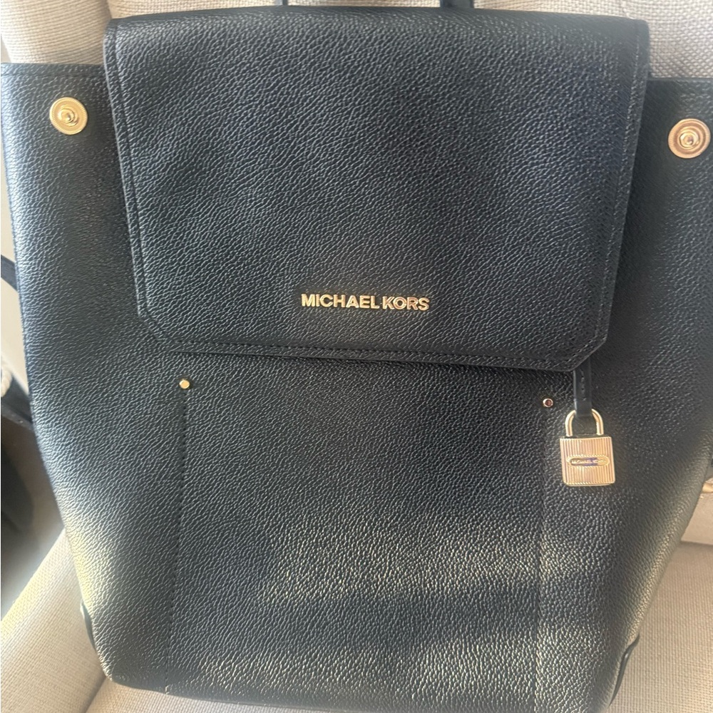 Michael Kors Black Backpack with Gold Accents